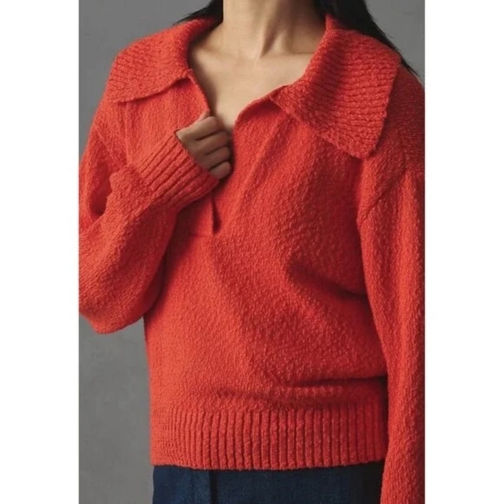 Anthropologie Maeve V-Neck Polo Sweater